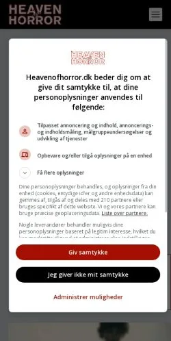 Anteprima del sito Heaven of Horror, media di Danimarca per articoli sponsorizzati