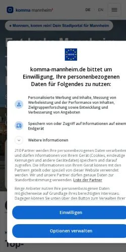 Anteprima del sito Komma Mannheim, media di Germania per articoli sponsorizzati