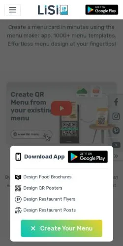 Aperçu du site Lisi Menu Maker, média de États-Unis pour articles sponsorisés