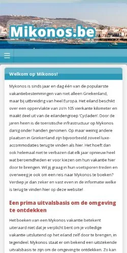 Vista previa del sitio Mikonos, medio de Bélgica para artículos patrocinados