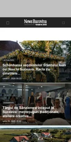 Podgląd witryny News Bucovina, medium z kraju Rumunia do artykułów sponsorowanych