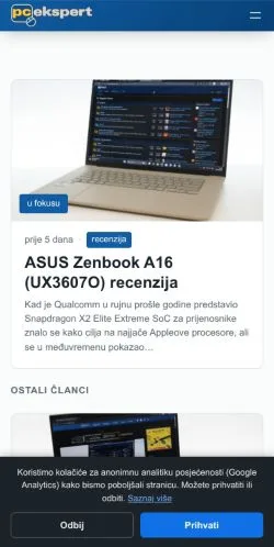 Förhandsvisning av webbplatsen PC Ekspert, medium i Kroatien för sponsrade artiklar