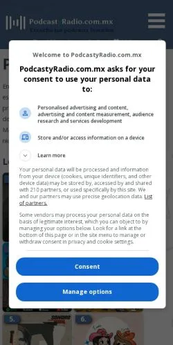 Anteprima del sito PodcastyRadio, media di Messico per articoli sponsorizzati