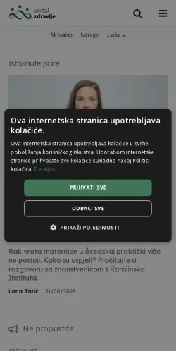 Vista previa del sitio Portal Zdravlje, medio de Croacia para artículos patrocinados