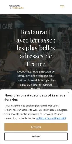 Anteprima del sito Restaurants En Terrasse, media di Francia per articoli sponsorizzati