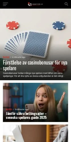 Vista previa del sitio Smartspel, medio de Suecia para artículos patrocinados