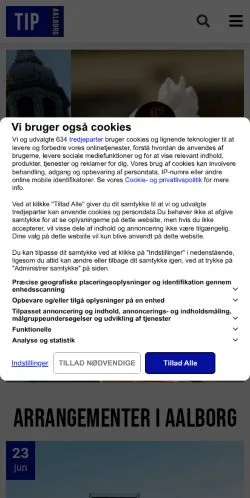 Forhåndsvisning av nettstedet TipAalborg, medium fra Danmark for sponsede artikler