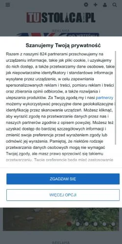Vista previa del sitio TuStolica, medio de Polonia para artículos patrocinados