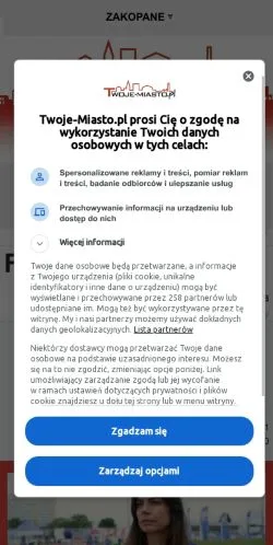 스폰서 기사용 폴란드 매체 Zakopane Twoje Miasto 사이트 미리보기