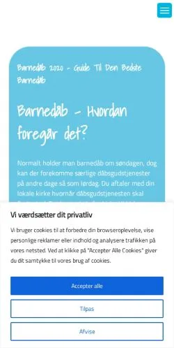 Voorbeeld van de site Barnedåb Guide, medium uit Denemarken voor gesponsorde artikelen