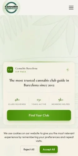 스폰서 기사용 미국 매체 Cannabis Barcelona 사이트 미리보기