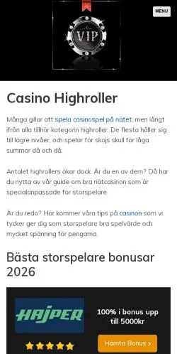Anteprima del sito Casino Highroller, media di Svezia per articoli sponsorizzati