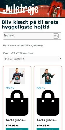 Podgląd witryny Jule Trøje, medium z kraju Dania do artykułów sponsorowanych