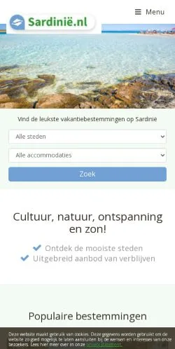 Anteprima del sito Sardinië, media di Paesi Bassi per articoli sponsorizzati