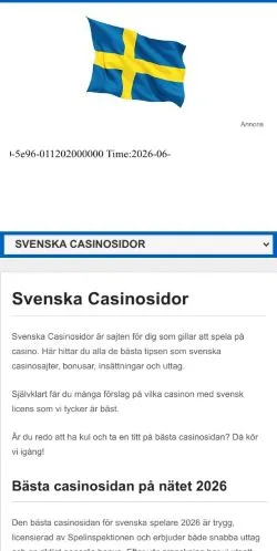 Podgląd witryny Svenska Casinosidor, medium z kraju Szwecja do artykułów sponsorowanych