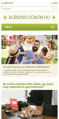 Anteprima del sito Egészségtükör, media di Ungheria per articoli sponsorizzati