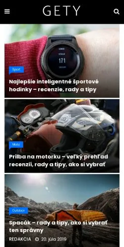Aperçu du site GETY, média de Slovaquie pour articles sponsorisés