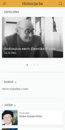 Vista previa del sitio Historija, medio de Bosnia y Herzegovina para artículos patrocinados