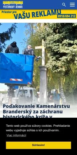 Podgląd witryny Piešťanský Denník, medium z kraju Słowacja do artykułów sponsorowanych
