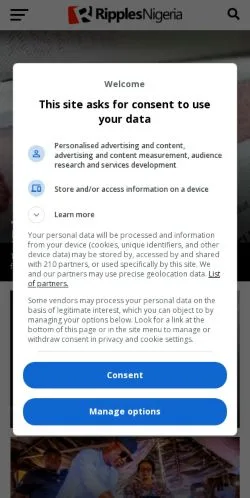Anteprima del sito Ripples Nigeria, media di Stati Uniti per articoli sponsorizzati