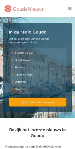 Podgląd witryny Gouda Nieuws, medium z kraju Holandia do artykułów sponsorowanych