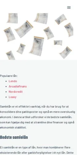 Anteprima del sito bedste-samlelån, media di Danimarca per articoli sponsorizzati