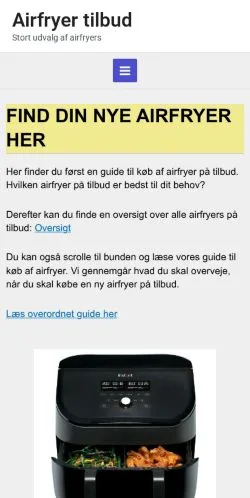Anteprima del sito Airfryer Tilbud, media di Danimarca per articoli sponsorizzati