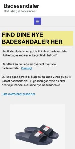Anteprima del sito Badesandaler, media di Danimarca per articoli sponsorizzati