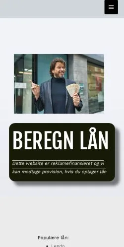 Anteprima del sito Beregn Lån, media di Danimarca per articoli sponsorizzati