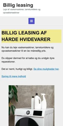 Podgląd witryny Billig Leasing, medium z kraju Dania do artykułów sponsorowanych
