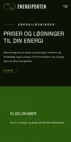Anteprima del sito Energiporten, media di Danimarca per articoli sponsorizzati