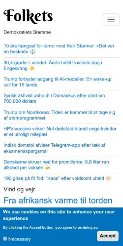 Forhåndsvisning av nettstedet Folkets, medium fra Danmark for sponsede artikler