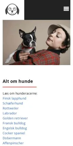 Anteprima del sito Hunde Danmark, media di Danimarca per articoli sponsorizzati