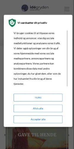 Podgląd witryny Idegryden, medium z kraju Dania do artykułów sponsorowanych