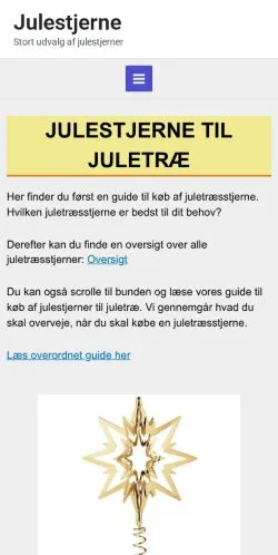 スポンサード記事向けのデンマークメディア、Julestjerne Til Juletræのサイトプレビュー