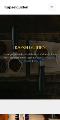 Anteprima del sito Kapselguiden, media di Danimarca per articoli sponsorizzati