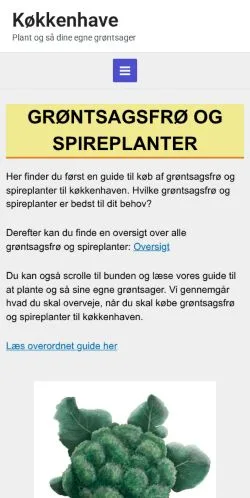 Anteprima del sito Køkkenhave, media di Danimarca per articoli sponsorizzati