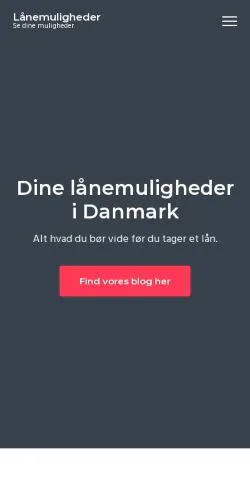 Pré-visualização do site Lånemuligheder Danmark, meio de Dinamarca para artigos patrocinados