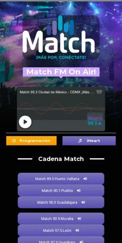 Preview of the Match FM website, a media outlet in Mexico for sponsored articles