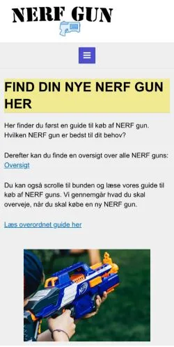 Förhandsvisning av webbplatsen NERF Gun, medium i Danmark för sponsrade artiklar