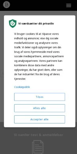 Aperçu du site Rangering.dk - Test og Anmeldelser, média de Danemark pour articles sponsorisés