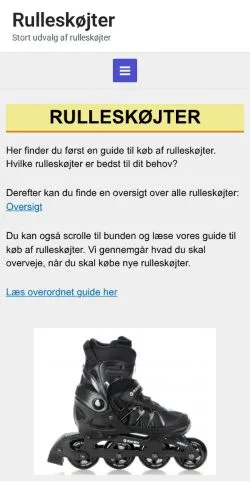 Anteprima del sito Rulleskøjter, media di Danimarca per articoli sponsorizzati