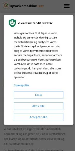 Podgląd witryny Test Opvaskemaskine, medium z kraju Dania do artykułów sponsorowanych