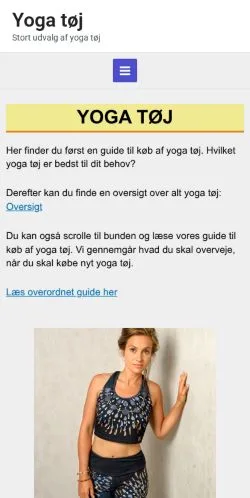 Podgląd witryny Yoga Tøj, medium z kraju Dania do artykułów sponsorowanych