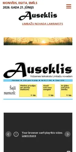 Förhandsvisning av webbplatsen Auseklis, medium i Lettland för sponsrade artiklar