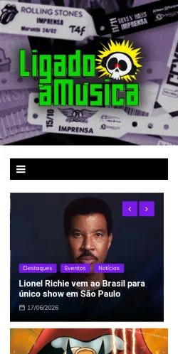 Anteprima del sito Ligado à Música, media di Brasile per articoli sponsorizzati
