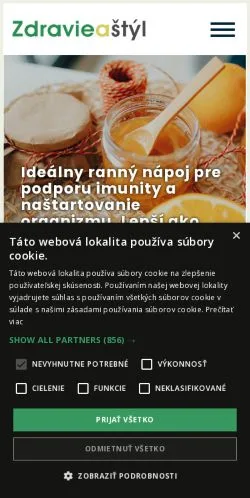 Podgląd witryny Zdravie A Krása, medium z kraju Słowacja do artykułów sponsorowanych