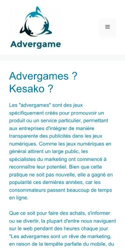Podgląd witryny Advergame, medium z kraju Francja do artykułów sponsorowanych
