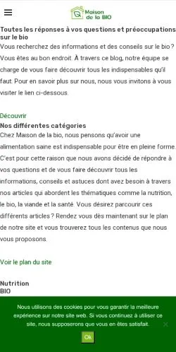 Pré-visualização do site Maison de la Bio, meio de França para artigos patrocinados