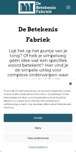 Anteprima del sito De Betekenis Fabriek, media di Paesi Bassi per articoli sponsorizzati